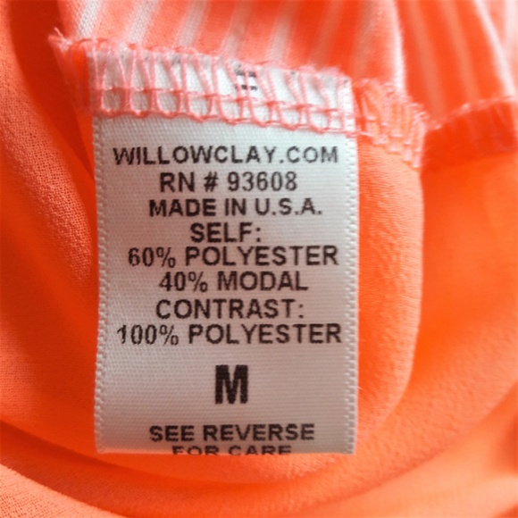 Willow Clay Striped Shirt Neon Orange Sheer Contrasting Back USA M - Picture 7 of 8
